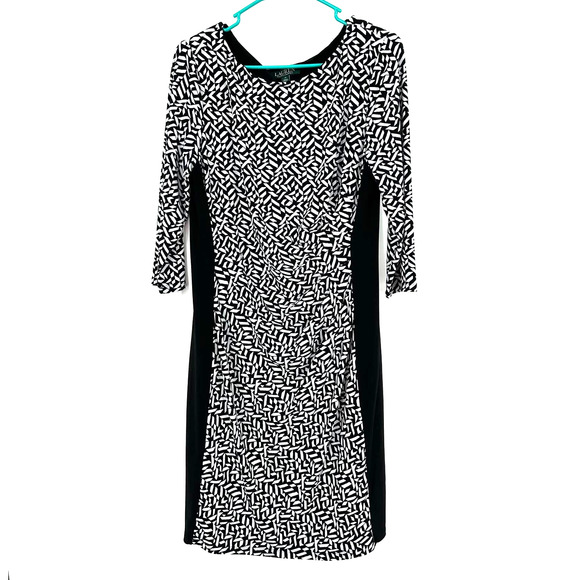 Lauren Ralph Lauren size 14 black and white dress longer‎ sleeves - Picture 1 of 4